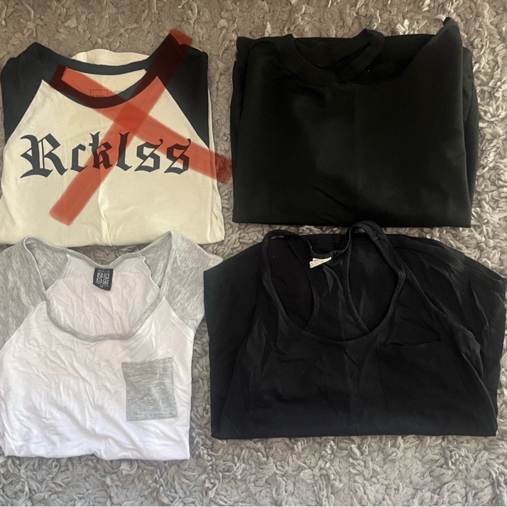 Black, Grey, White Tops Set
